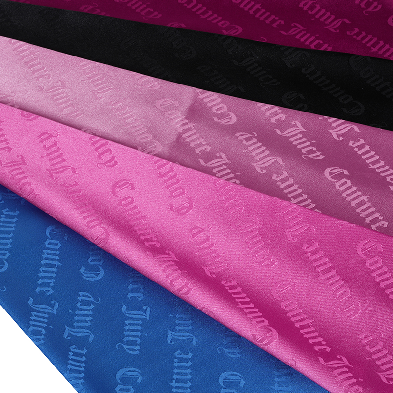 75D эластичная атласная жаккардовая ткань с буквами