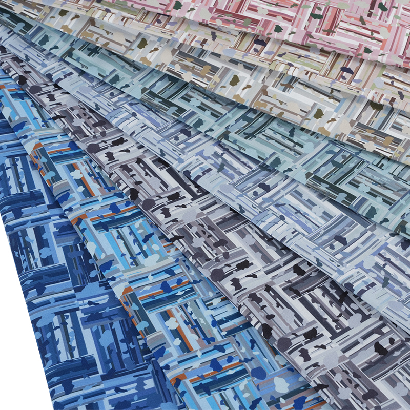 100D*40S крутая шелковая хлопковая абстрактная ткань для цифровой печати с положительными и отрицательными блоками